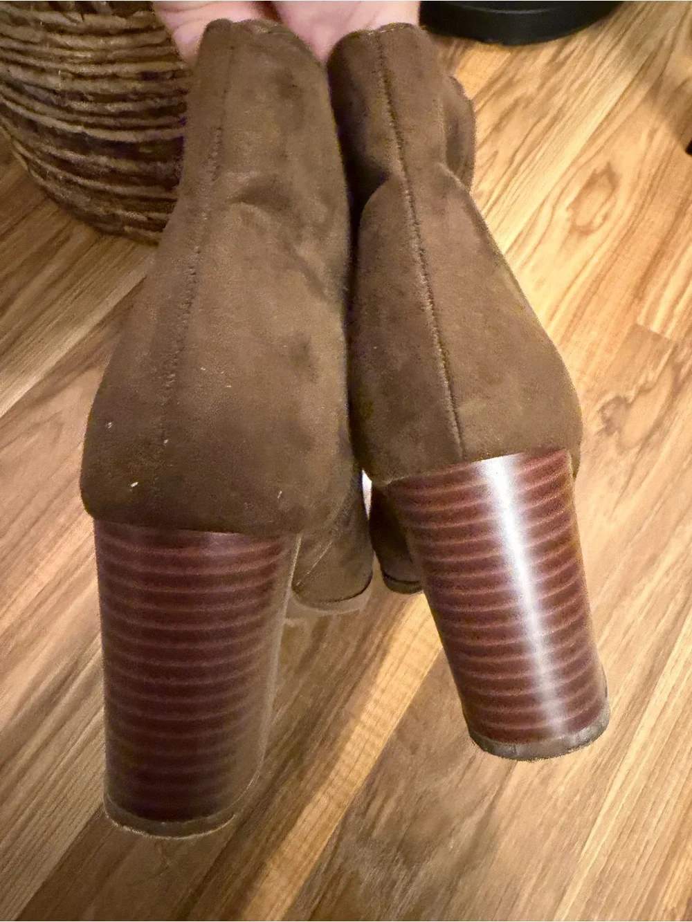 Women's Brown Suede Ankle Boots with Block Heel